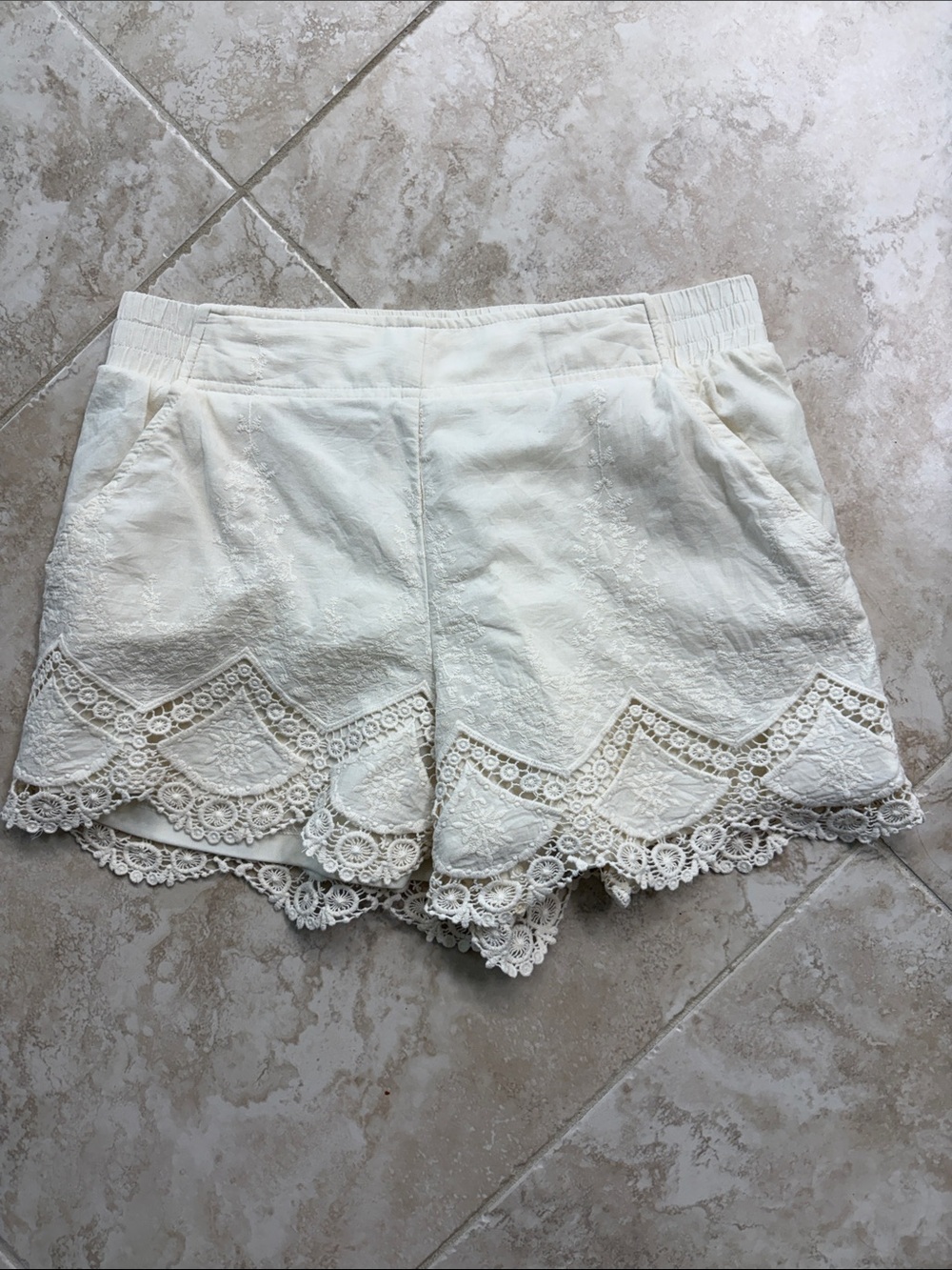 Off White Lace Shorts